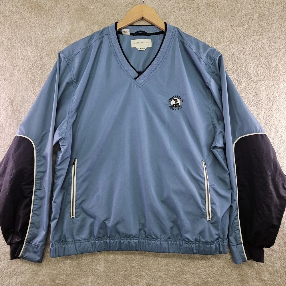 Cutter & Buck Windbreaker Mens M Blue Pebble Beach Golf Links Pullover Jacket